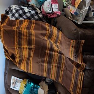 Brown, orange, yellow & black table cover